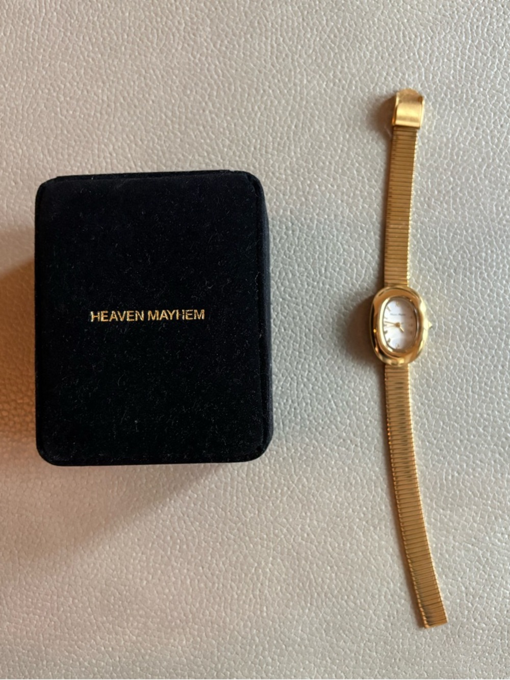 Heaven Mayhem ‘The Amara Watch’ -  Gold-Tone Women’s Watch with White Dial